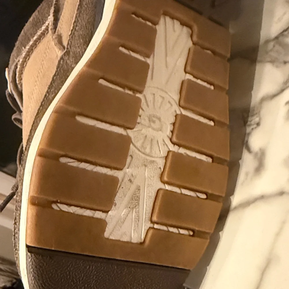 UGG Two-Tone Tan and Navy Suede Sneakers - Picture 3 of 4